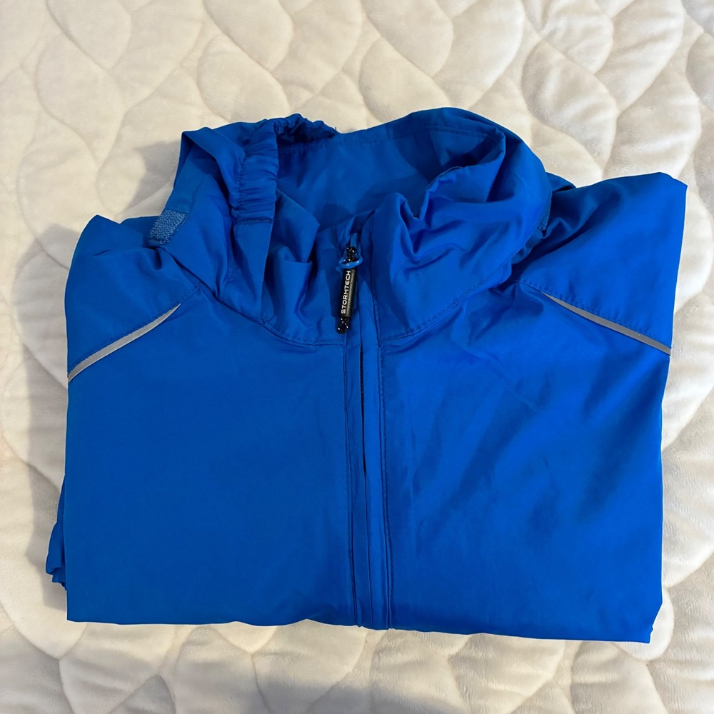 Stormtech Performance Rain Jacket‎ Lightweight Hooded Reflective Blue YL/JG